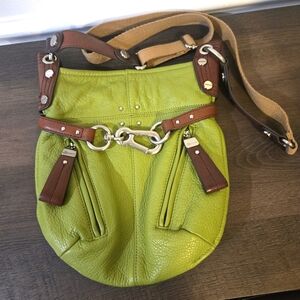 Beautiful green leather Crossbody  bag.